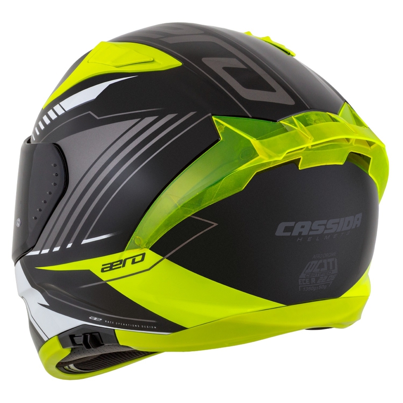Cassca integrala de motocicleta Cassida Aero Drome negru-galben fluo-alb-gri