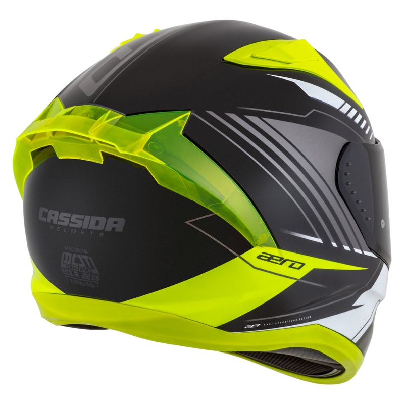 Cassca integrala de motocicleta Cassida Aero Drome negru-galben fluo-alb-gri