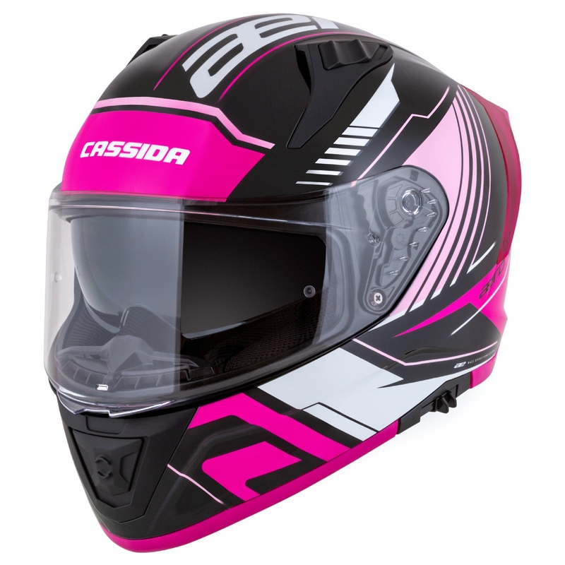 Cassida integrala de motocicleta Cassida Aero Drome negru-roz-alb