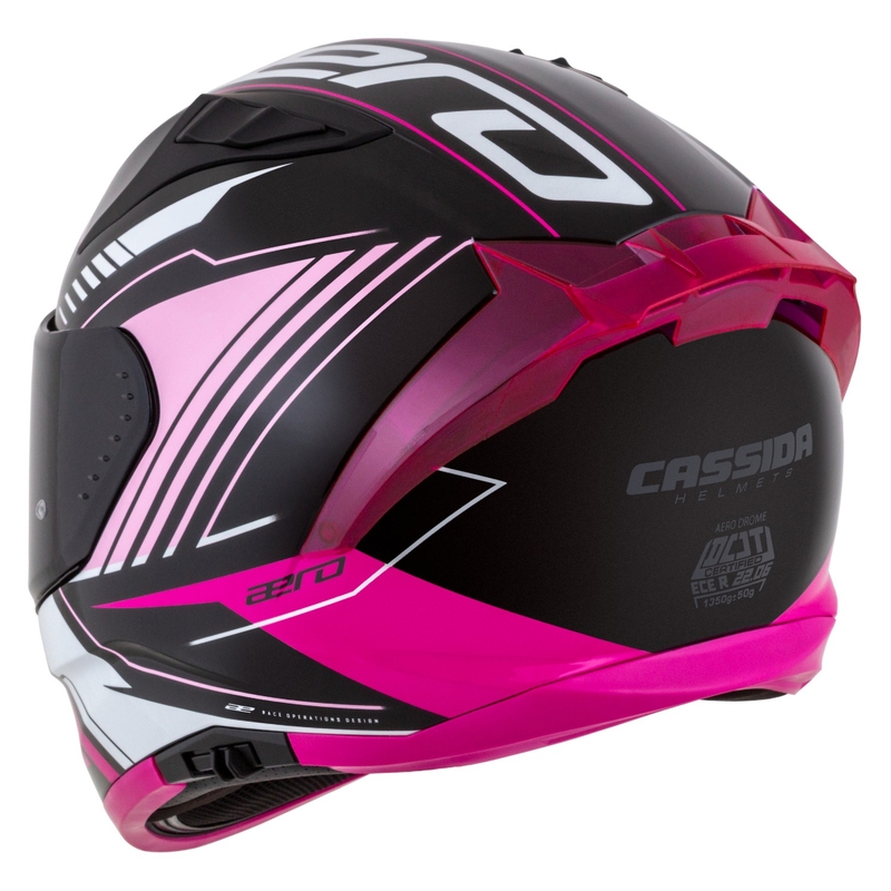 Cassida integrala de motocicleta Cassida Aero Drome negru-roz-alb