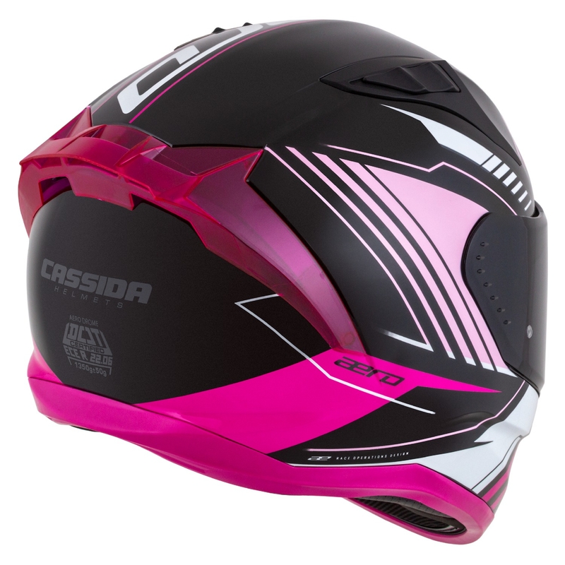 Cassida integrala de motocicleta Cassida Aero Drome negru-roz-alb