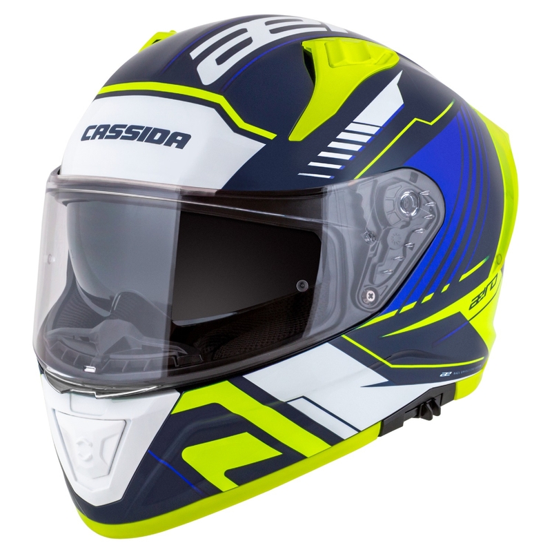 Cassida moto integrala Cassida Aero Drome albastru-galben fluo-albastru deschis-alb