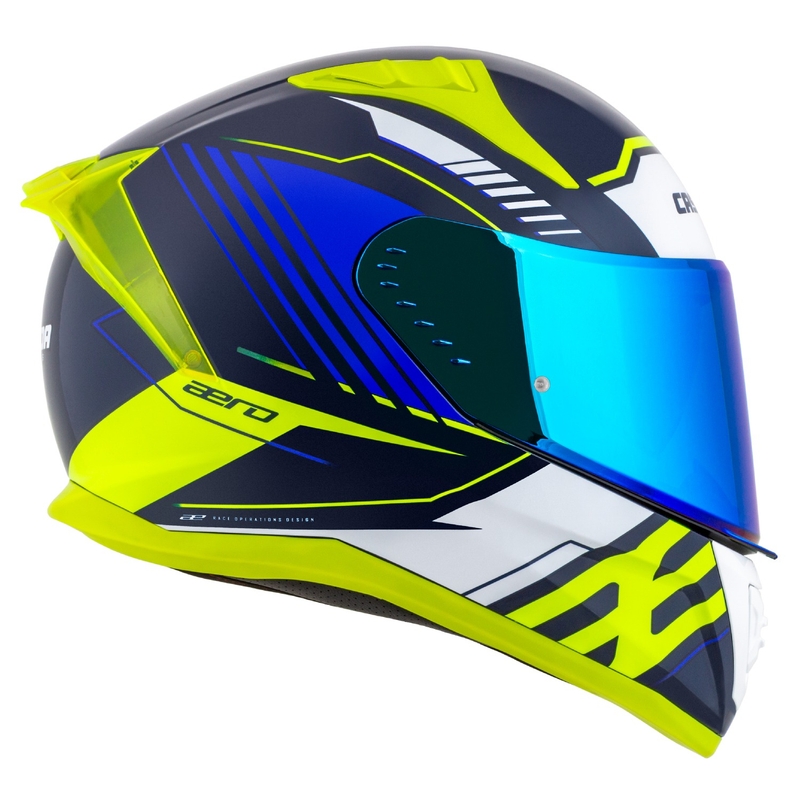 Cassida moto integrala Cassida Aero Drome albastru-galben fluo-albastru deschis-alb