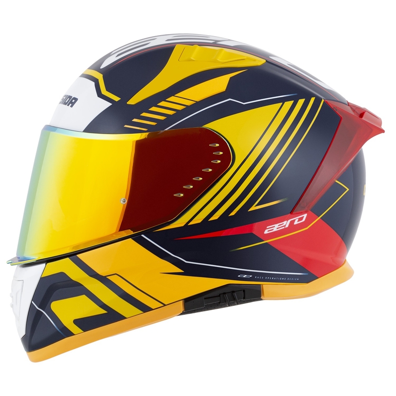 Cassida Moto Integral Cassida Aero Drome Albastru-Galben Fluo-Portocaliu-Rosu-Albastru Deschis-Alb