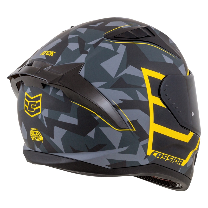 Casca moto integrala Cassida Aero camo gri-negru-galben fluo
