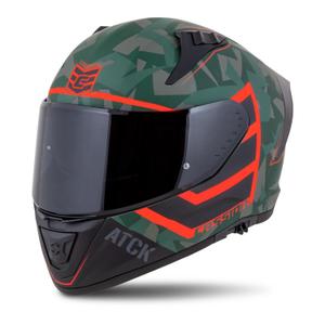 Casca moto integrala Cassida Aero ATCK camo verde-negru-gri-portocaliu