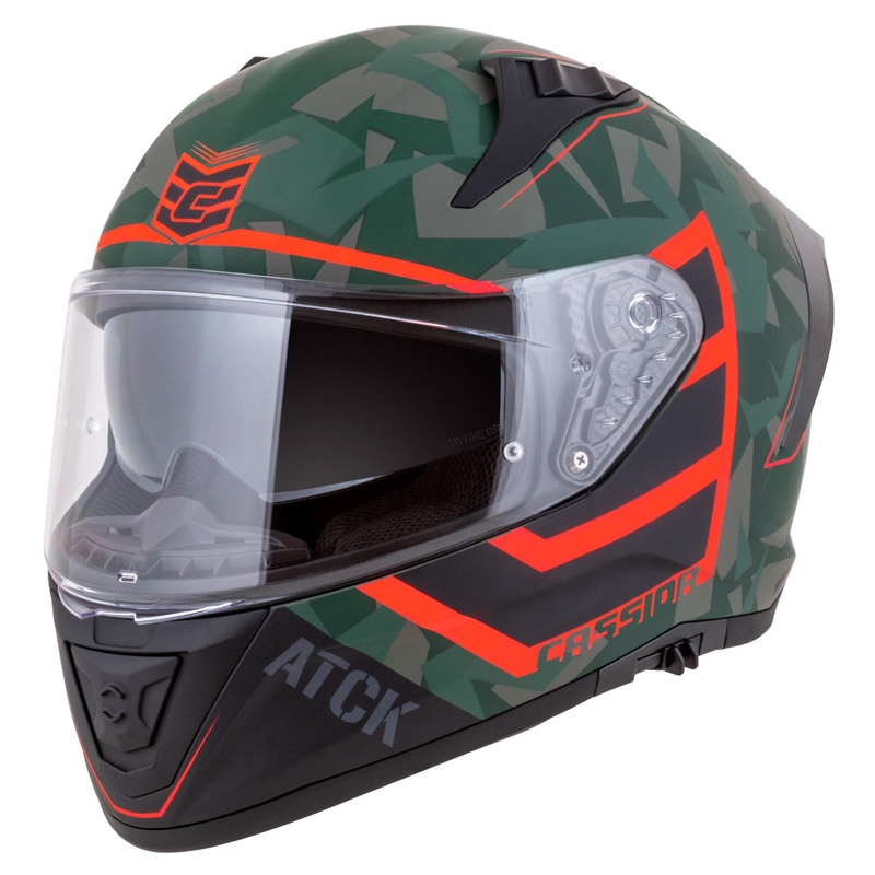 Casca moto integrala Cassida Aero ATCK camo verde-negru-gri-portocaliu