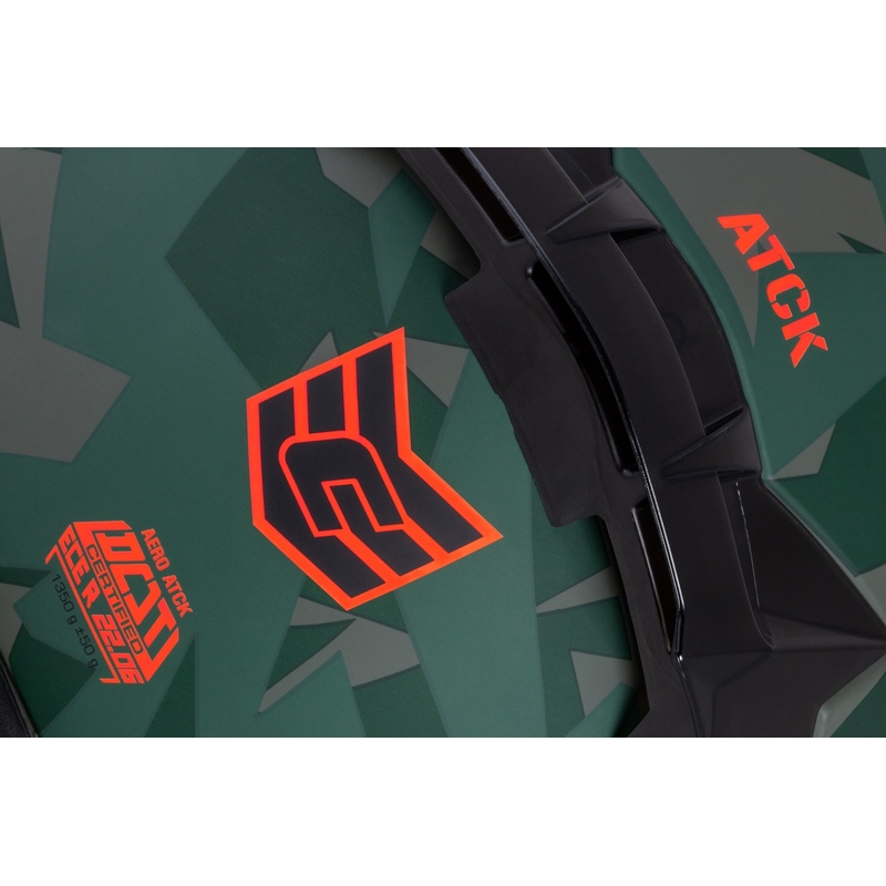 Casca moto integrala Cassida Aero ATCK camo verde-negru-gri-portocaliu