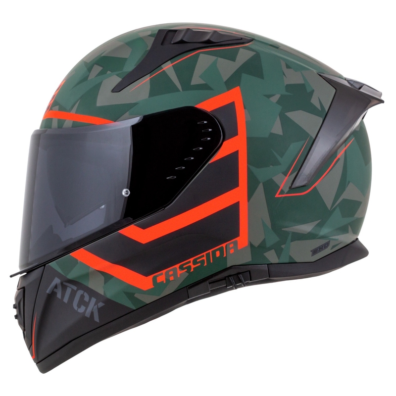 Casca moto integrala Cassida Aero ATCK camo verde-negru-gri-portocaliu