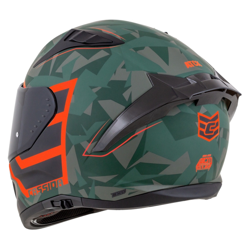 Casca moto integrala Cassida Aero ATCK camo verde-negru-gri-portocaliu