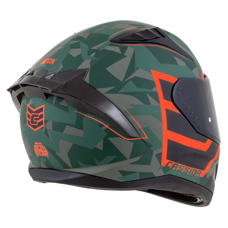 Casca moto integrala Cassida Aero ATCK camo verde-negru-gri-portocaliu