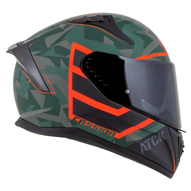 Casca moto integrala Cassida Aero ATCK camo verde-negru-gri-portocaliu