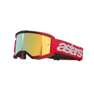 Ochelari de motocross Alpinestars Vision 5 Blaze Red cu plexiglas auriu oglindă