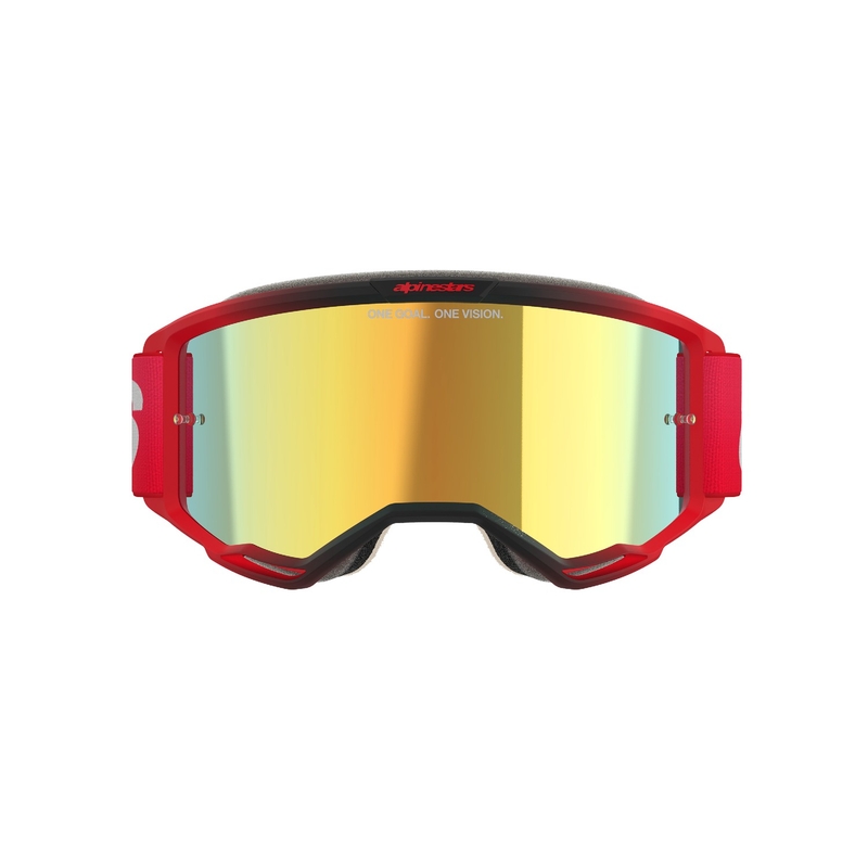 Ochelari de motocross Alpinestars Vision 5 Blaze Red cu plexiglas auriu oglindă