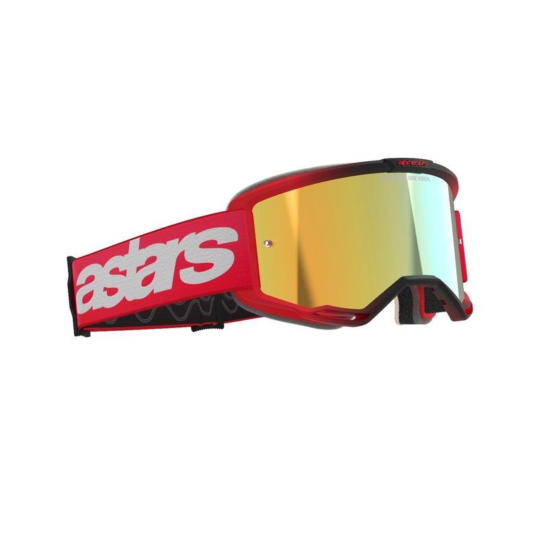 Ochelari de motocross Alpinestars Vision 5 Blaze Red cu plexiglas auriu oglindă