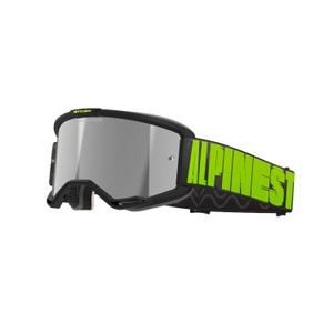 Ochelari de motocross Alpinestars Vision 5 Hollow gri-galben fluo cu plexiglas argintiu oglinda