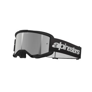 Ochelari de motocross Alpinestars Vision 3 Wordmark negri cu plexiglas argintiu oglinda