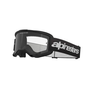 Ochelari de motocross Alpinestars Vision 3 Wordmark negri cu plexiglas transparent