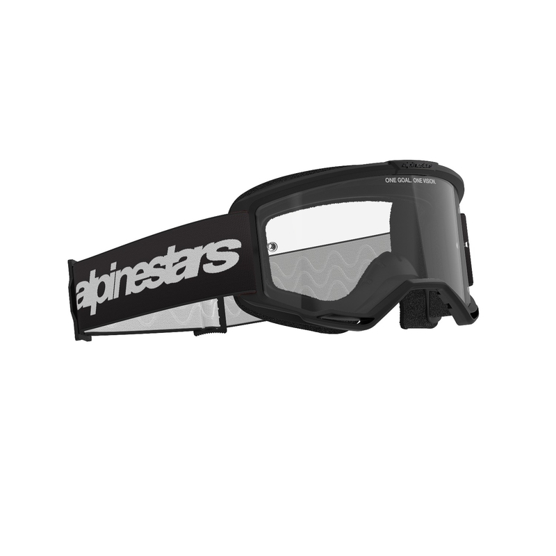 Ochelari de motocross Alpinestars Vision 3 Wordmark negri cu plexiglas transparent