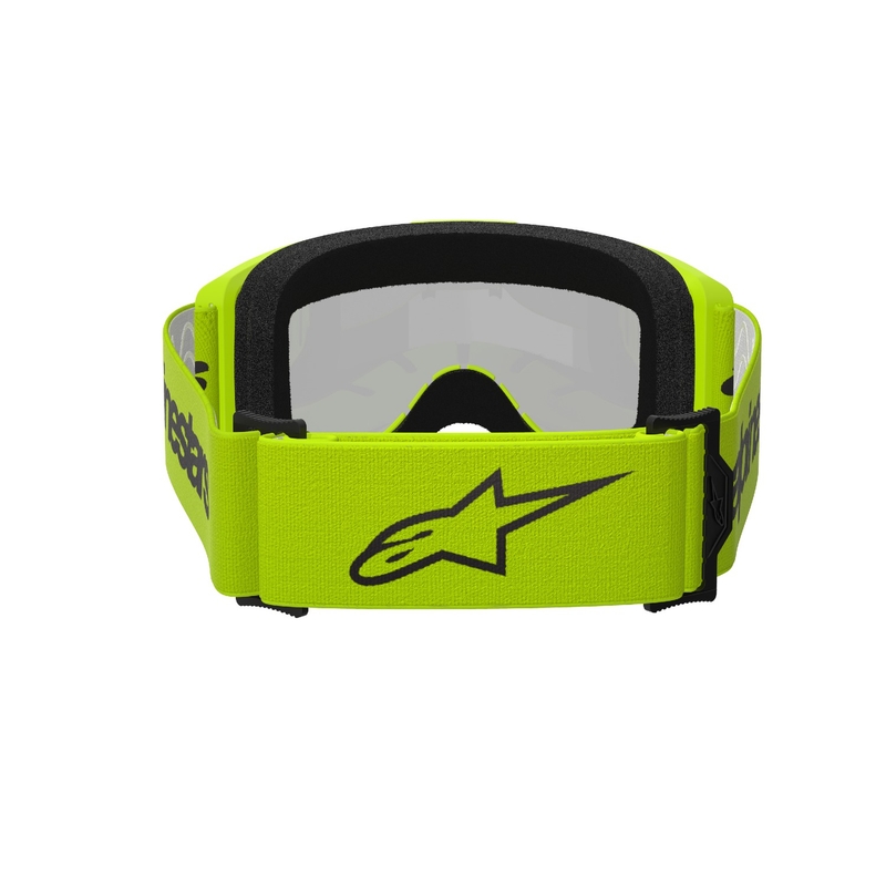 Ochelari de motocross Alpinestars Vision 3 Wordmark galben fluo cu plexiglas argintiu reflectorizant