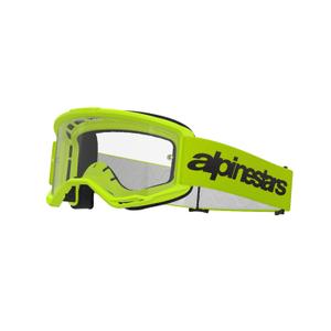 Ochelari de motocross Alpinestars Vision 3 Wordmark galben fluo cu plexiglas transparent