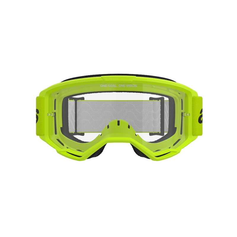Ochelari de motocross Alpinestars Vision 3 Wordmark galben fluo cu plexiglas transparent