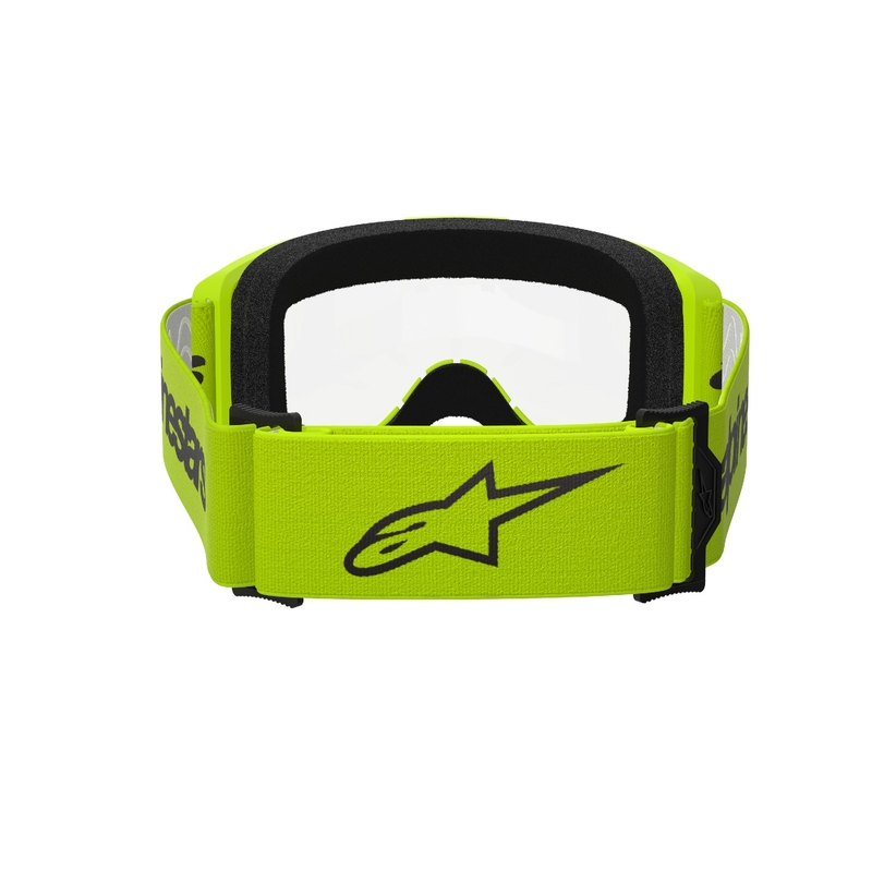 Ochelari de motocross Alpinestars Vision 3 Wordmark galben fluo cu plexiglas transparent