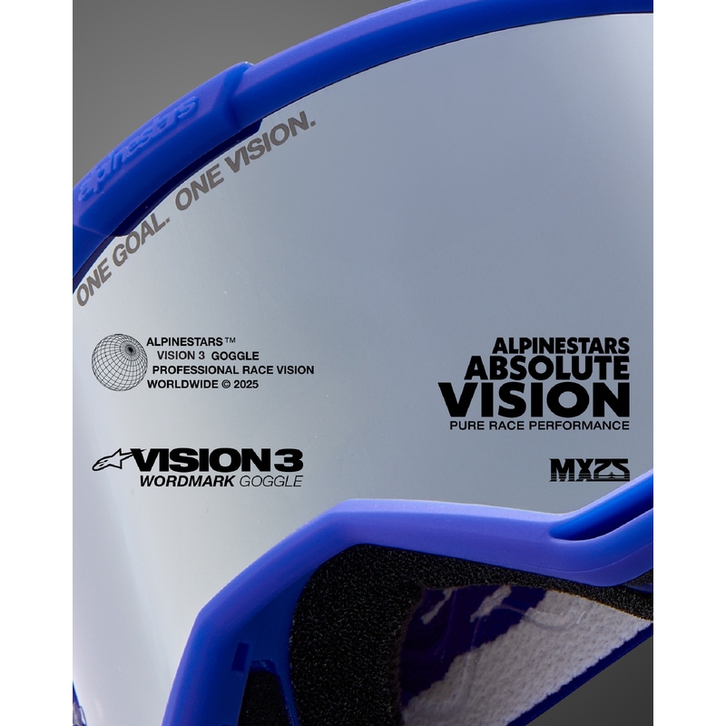 Ochelari de motocross Alpinestars Vision 3 Wordmark galben fluo cu plexiglas transparent