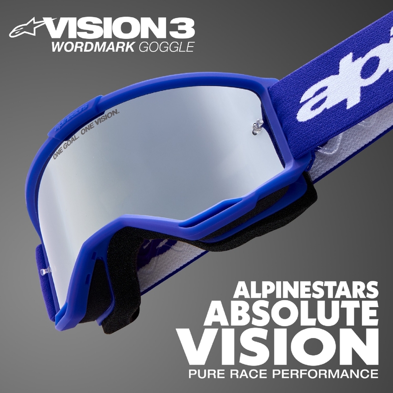 Ochelari de motocross Alpinestars Vision 3 Wordmark galben fluo cu plexiglas transparent