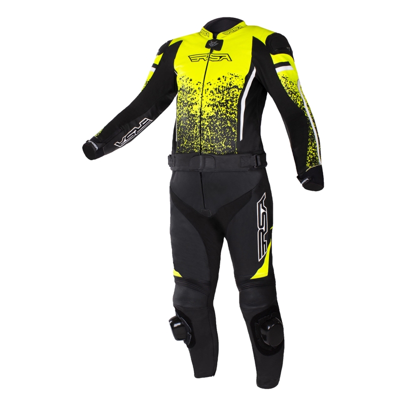 Costum moto RSA GT2 negru-alb-galben fluor vânzare - II. calitate lichidare