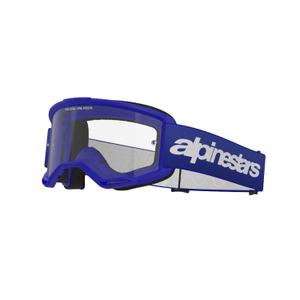 Ochelari de protecție Alpinestars Vision 3 Wordmark albaștri de motocross cu plexiglas transparent