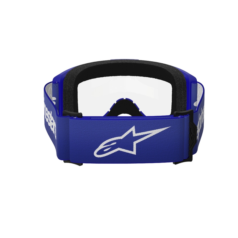 Ochelari de protecție Alpinestars Vision 3 Wordmark albaștri de motocross cu plexiglas transparent