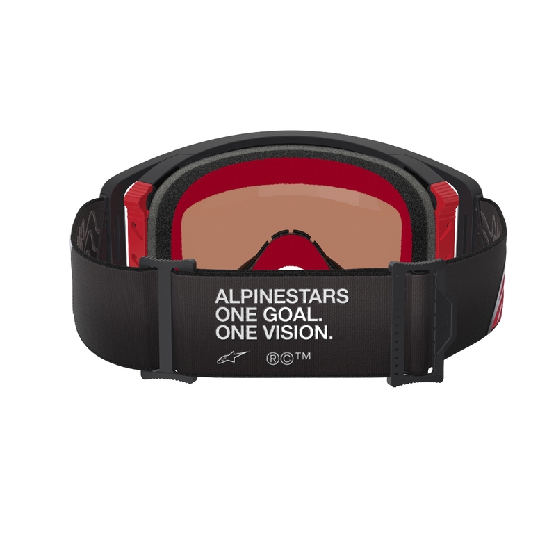 Ochelari de motocross Alpinestars Supertech Corp negru-roșu cu lentile argintie în oglindă