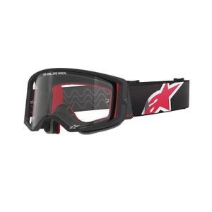 Ochelari de motocross Alpinestars Supertech Corp negru-rosu cu lentile transparente