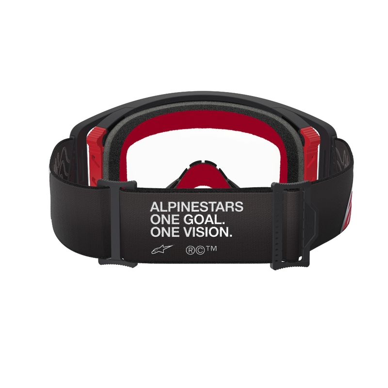 Ochelari de motocross Alpinestars Supertech Corp negru-rosu cu lentile transparente