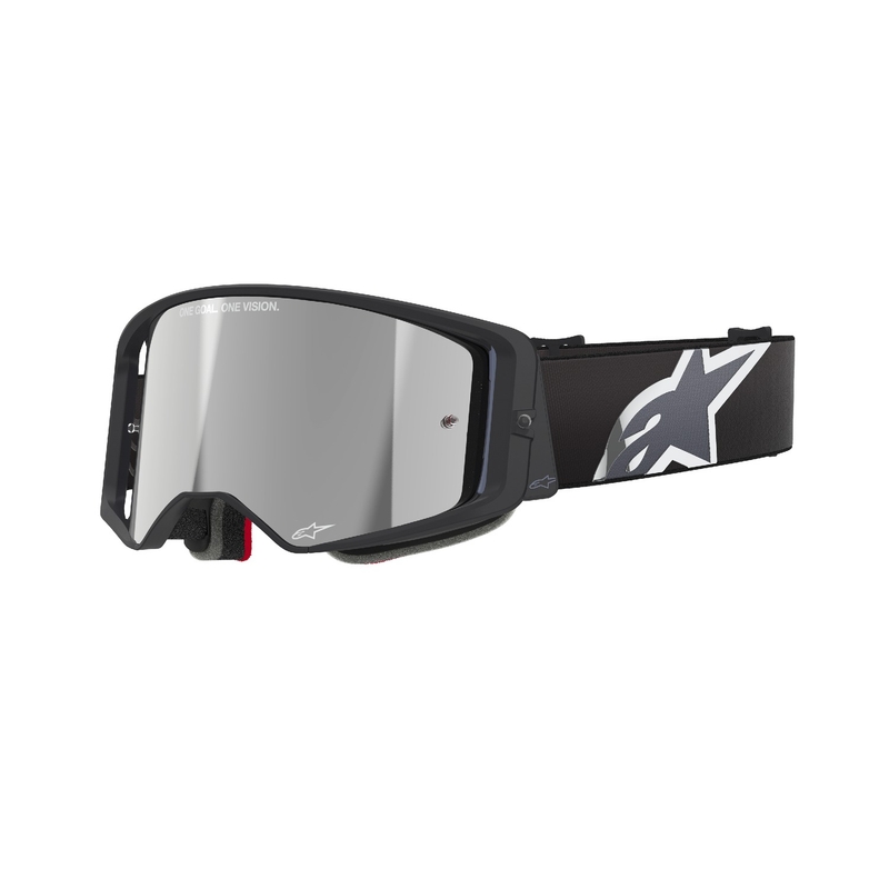 Ochelari de motocross Alpinestars Supertech Corp negru-gri cu lentile argintii