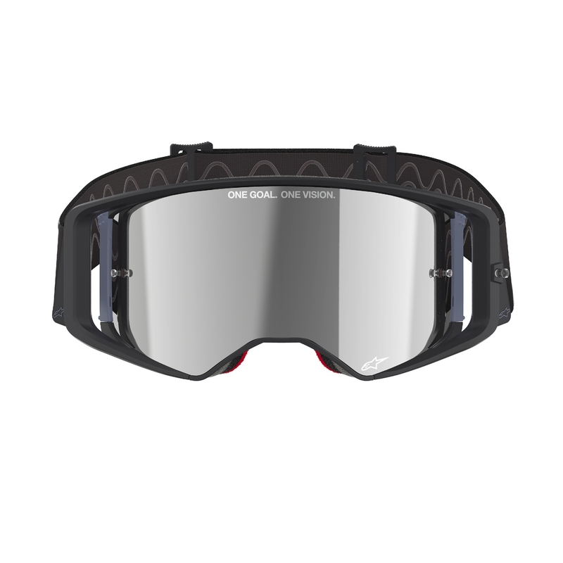 Ochelari de motocross Alpinestars Supertech Corp negru-gri cu lentile argintii