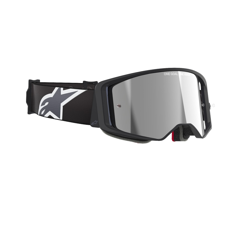 Ochelari de motocross Alpinestars Supertech Corp negru-gri cu lentile argintii
