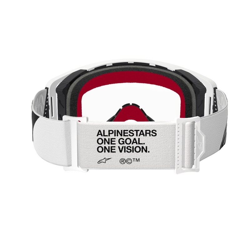 Ochelari de motocross Alpinestars Supertech Corp albi cu lentile transparente