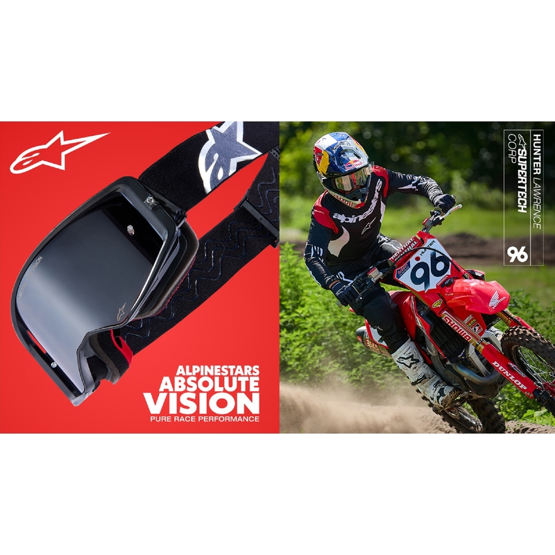 Ochelari de motocross Alpinestars Supertech Corp albi cu lentile transparente