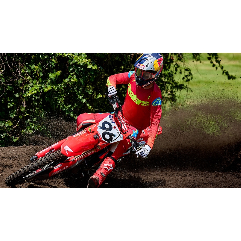 Ochelari de motocross Alpinestars Supertech Corp albi cu lentile transparente