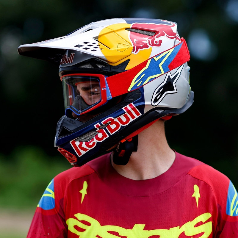 Ochelari de motocross Alpinestars Supertech Corp albi cu lentile transparente