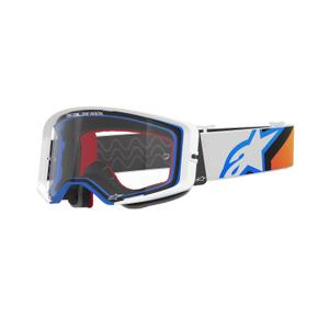 Ochelari de motocross Alpinestars Supertech Corp albastru-portocaliu cu lentile transparente