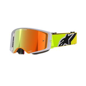 Ochelari de motocross Alpinestars Supertech Corp galben-gri fluo cu lentila rosie oglinda