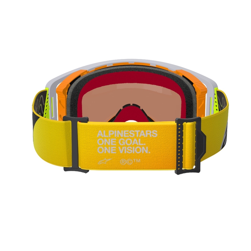Ochelari de motocross Alpinestars Supertech Corp galben-gri fluo cu lentila rosie oglinda