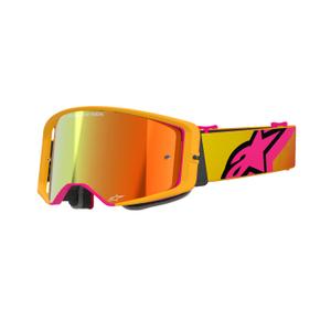 Ochelari de motocross Alpinestars Supertech Corp galben-roz cu lentile roșii în oglindă