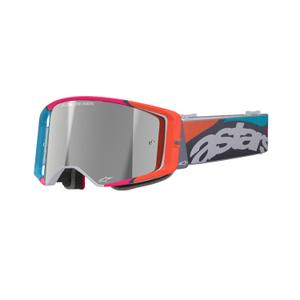 Ochelari de motocross Alpinestars Supertech Stream gri-multicolor cu lentila argintie oglinda