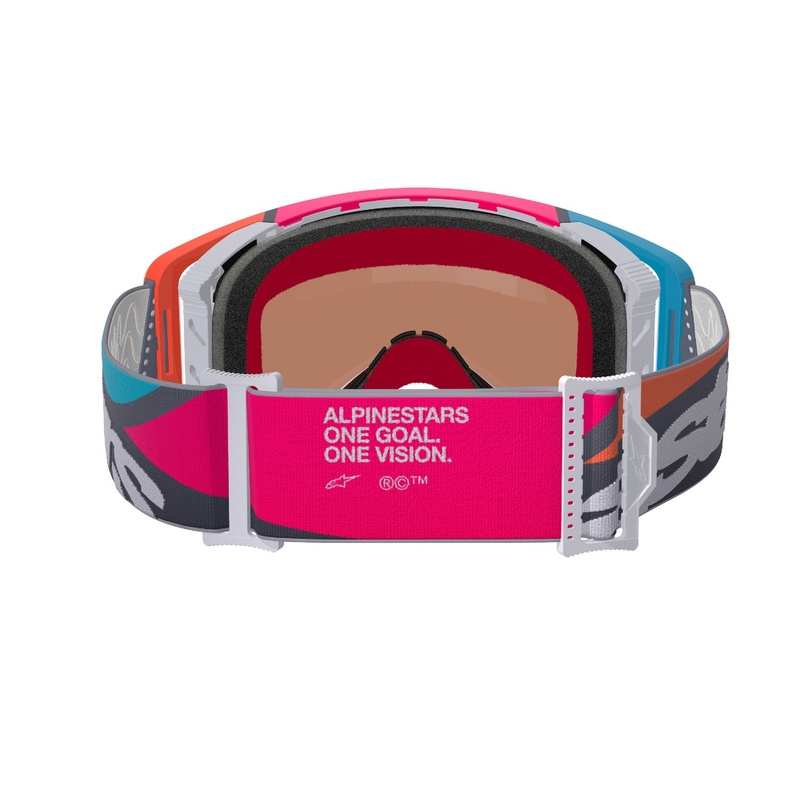 Ochelari de motocross Alpinestars Supertech Stream gri-multicolor cu lentila argintie oglinda