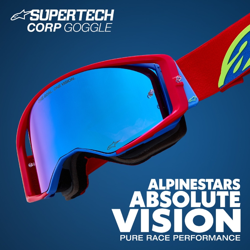 Ochelari de motocross Alpinestars Supertech Stream gri-multicolor cu lentila argintie oglinda