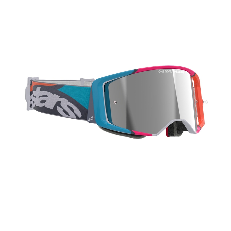Ochelari de motocross Alpinestars Supertech Stream gri-multicolor cu lentila argintie oglinda